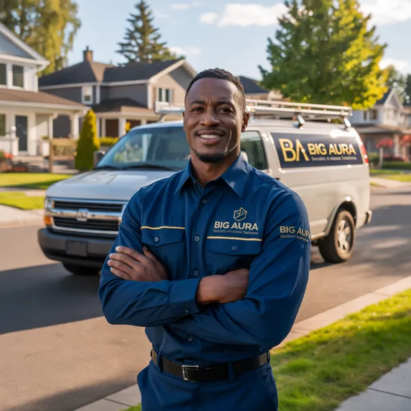 Big Aura Security & Access Solutions branded service vehicle